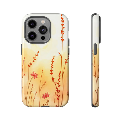 iPhone 14 Pro / Glossy Phone Case - Boho Chic Watercolour Wildflower Dusk Pattern Phone Case