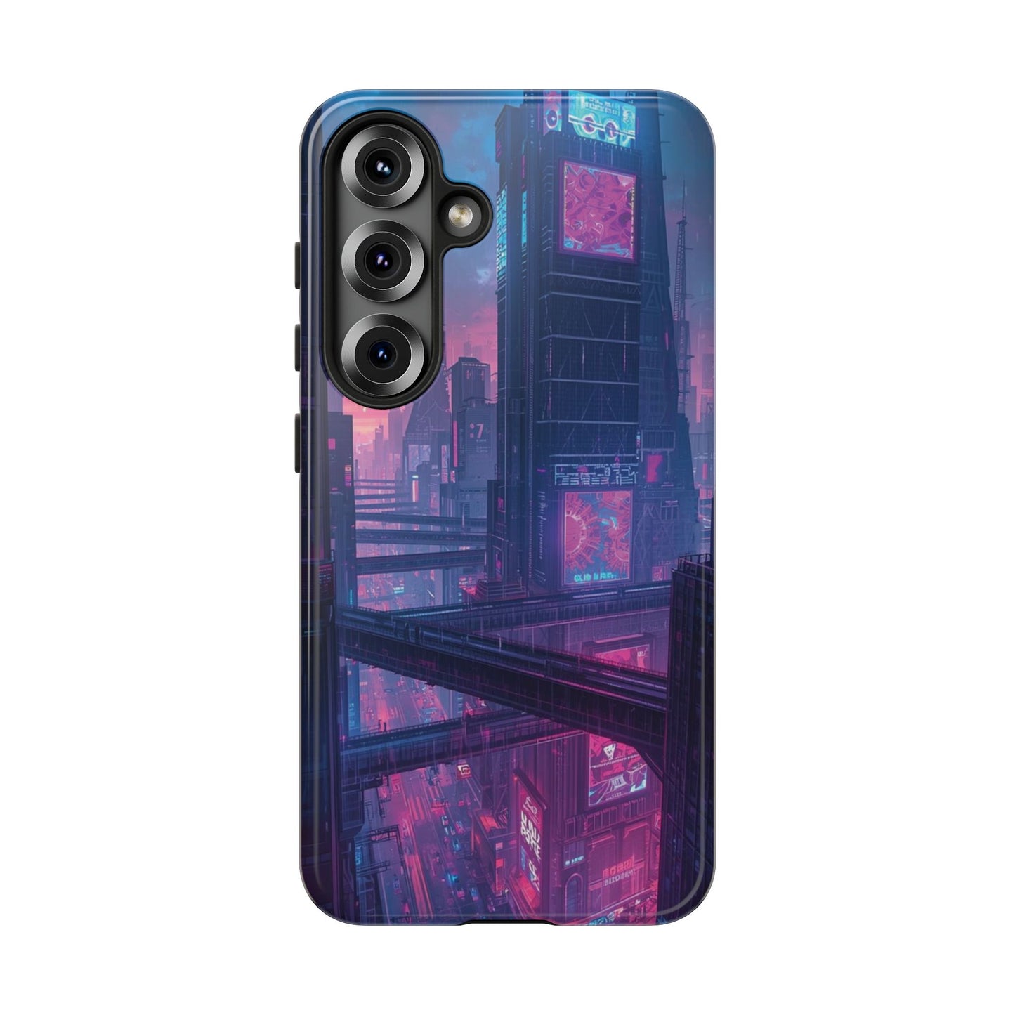 Neon Cyberpunk Megacity Sci-fi Phone Case - Blue Phone Case - Samsung Galaxy S25 / Glossy
