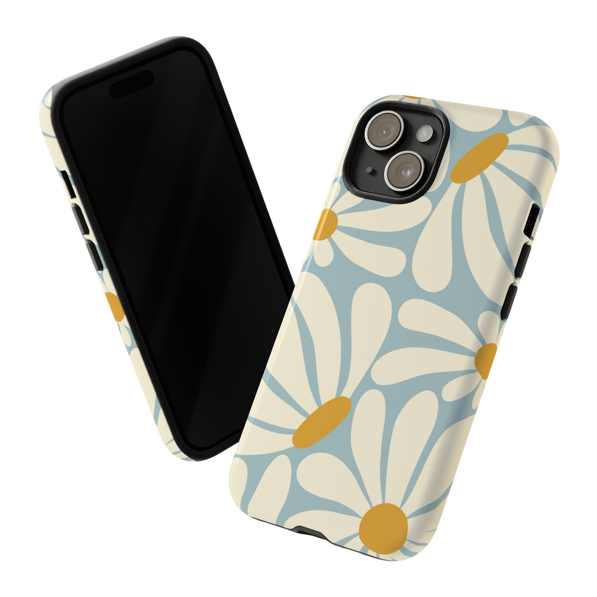 Retro Light Blue Daisy Pattern Phone Case - Blue Phone Case