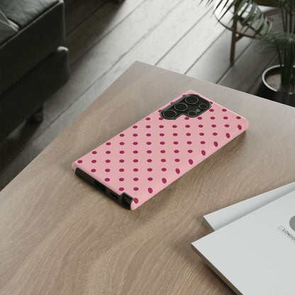 Pink with Red Dot Pattern Phone Case