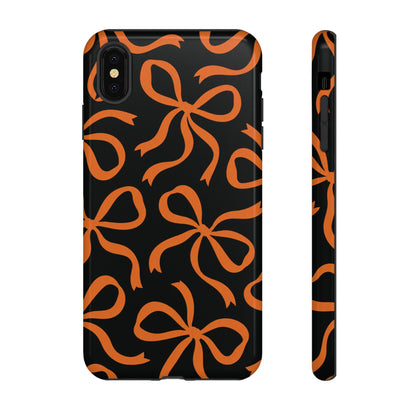 Bold Black and Burnt Orange Bow Pattern Phone Case