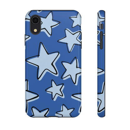 Cobalt Blue Doodle Star Phone Case