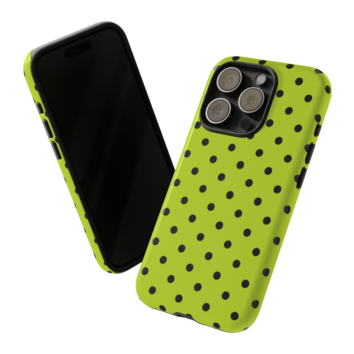 Trendy Neon Lime Green & Black Dot Pattern Phone Case - Green Phone Case