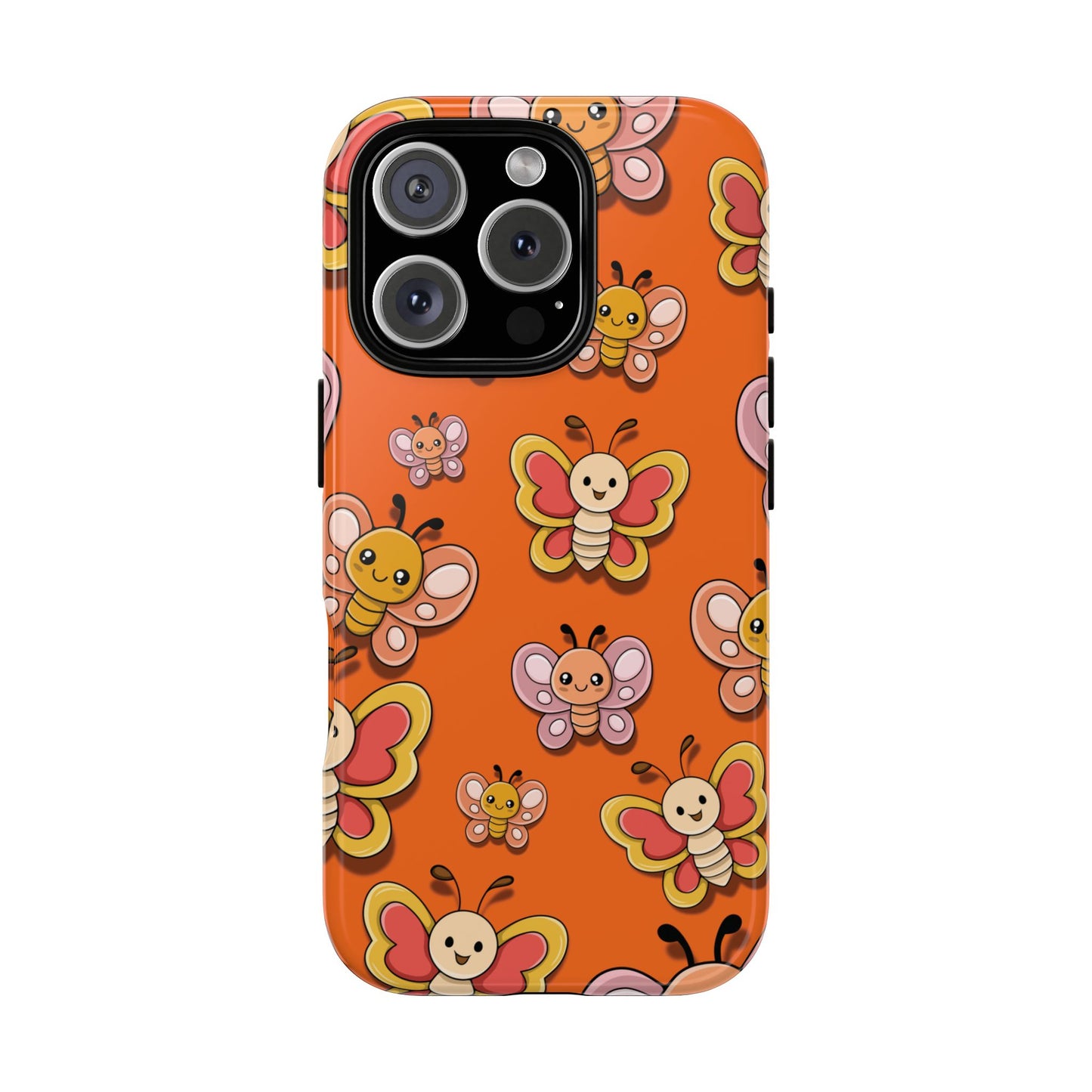 iPhone 16 Pro / Glossy Phone Case - Orange Butterfly Sticker Design Phone Case
