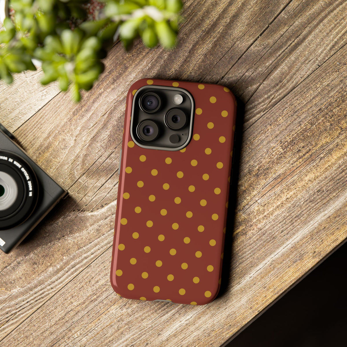 Trendy Brown & Mustard Dot Pattern Phone Case - Brown Phone Case
