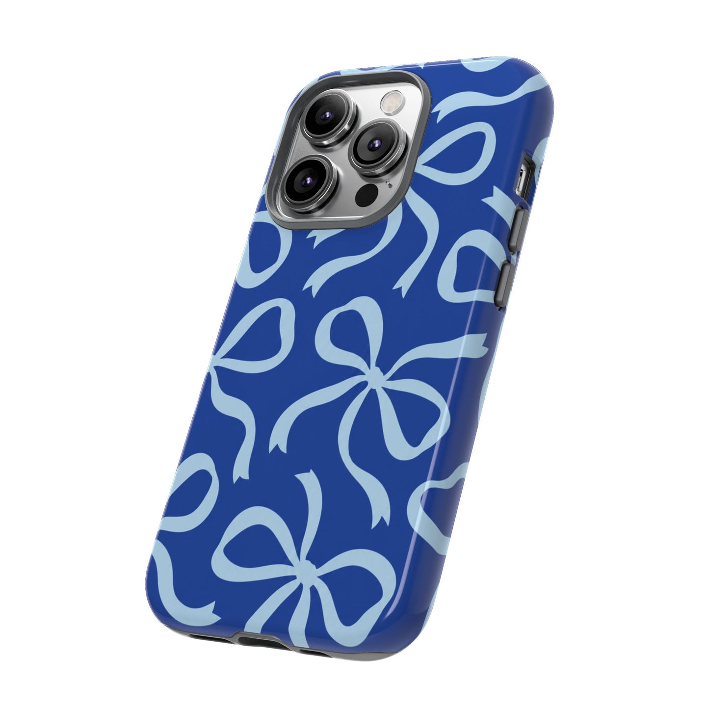 Bold Cobalt Blue and Powder Blue Bow Pattern Phone Case