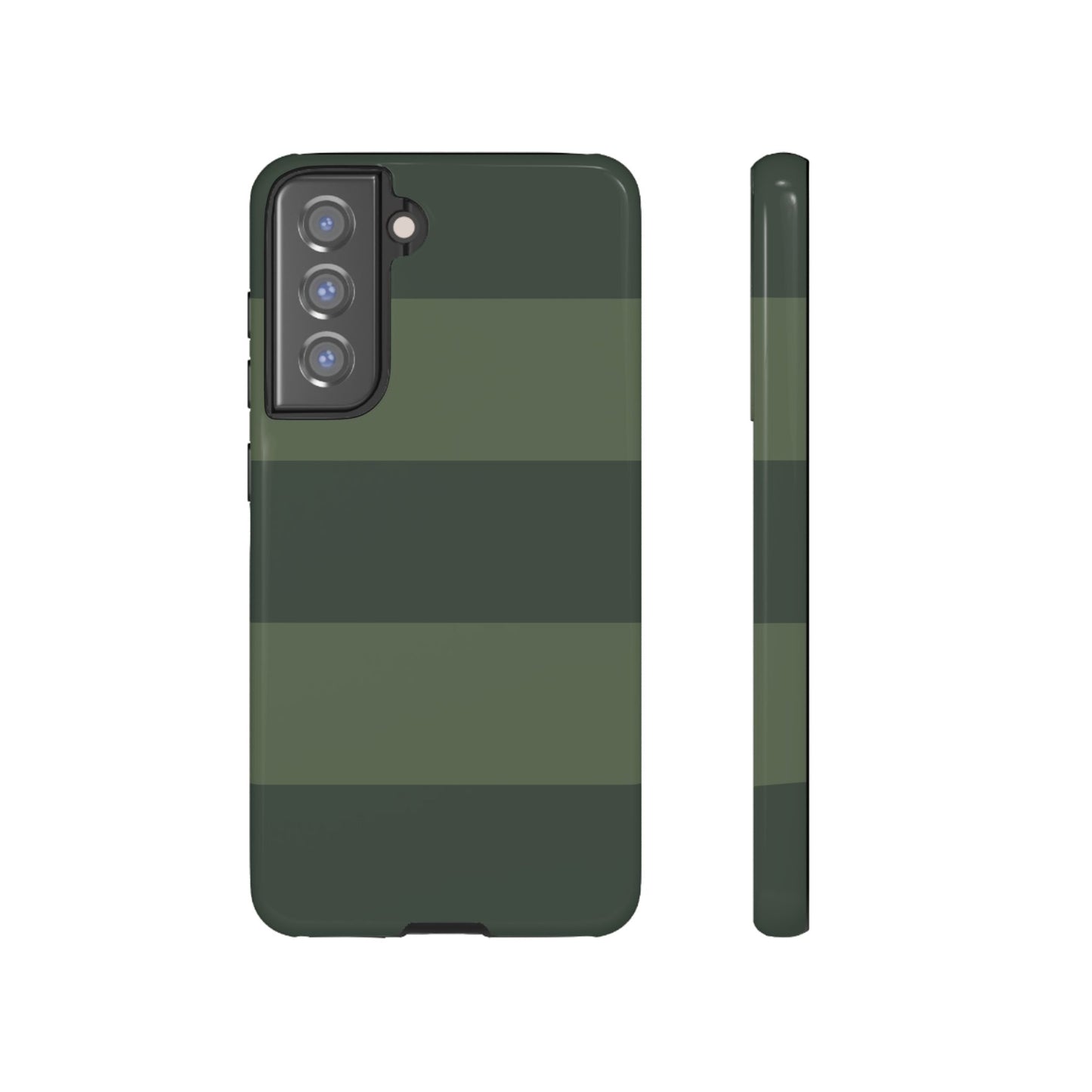 Samsung Galaxy S21 FE / Glossy Phone Case - Green Horizontal Stripe Pattern Phone Case