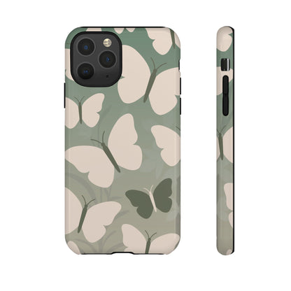 iPhone 11 Pro / Glossy Phone Case - Minimalist Light Green Butterfly Pattern Phone Case