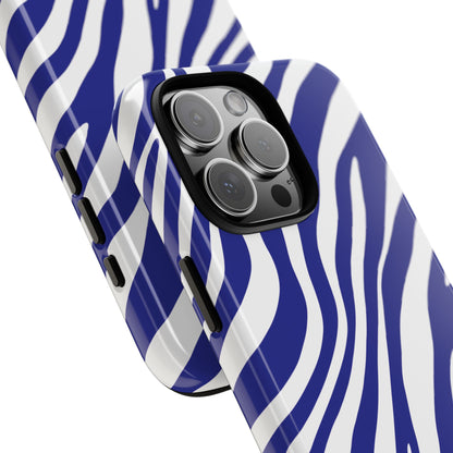 Modern Electric Blue Zebra Print Phone Case