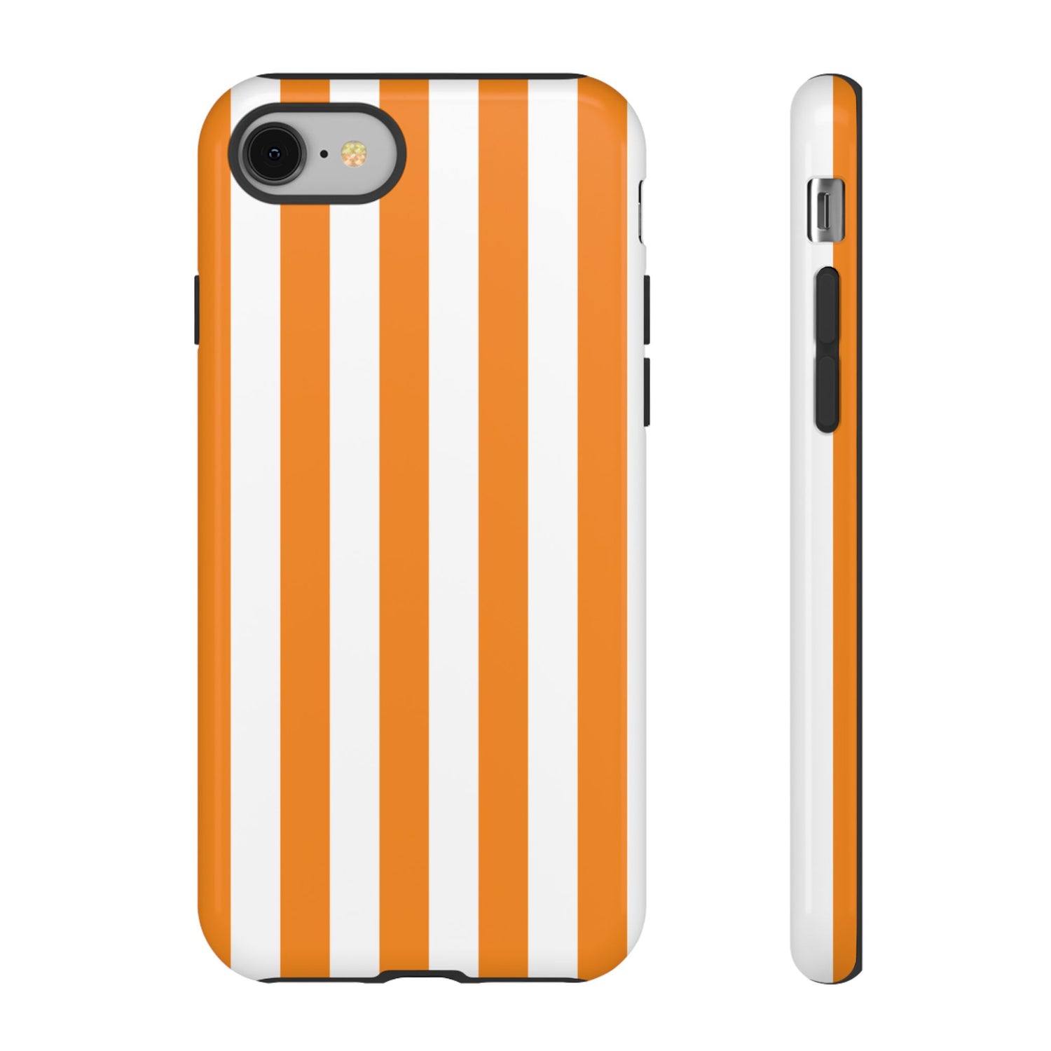 iPhone 8 / Glossy Phone Case - Simple Yellow & White Stripe Pattern Phone Case