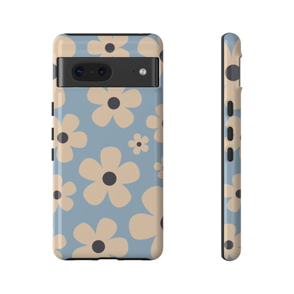 Google Pixel 7 / Glossy Phone Case - Cute Light Blue & Cream Daisy Pattern Phone Case