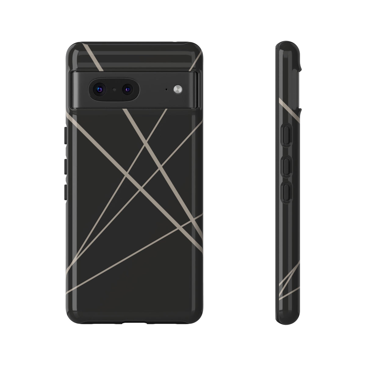 Abstract Black with Grey Lines Phone Case - Black Phone Case - Google Pixel 7 / Glossy