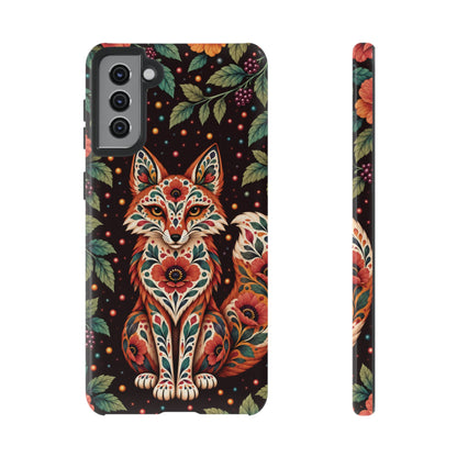 Vibrant Terracotta and Teal Calavera Fox Phone Case - Multicolor Phone Case - Samsung Galaxy S21 Plus / Glossy