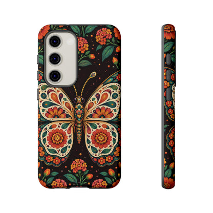 Vibrant Terracotta and Teal Calavera Butterfly Phone Case - Multicolor Phone Case - Samsung Galaxy S23 / Glossy