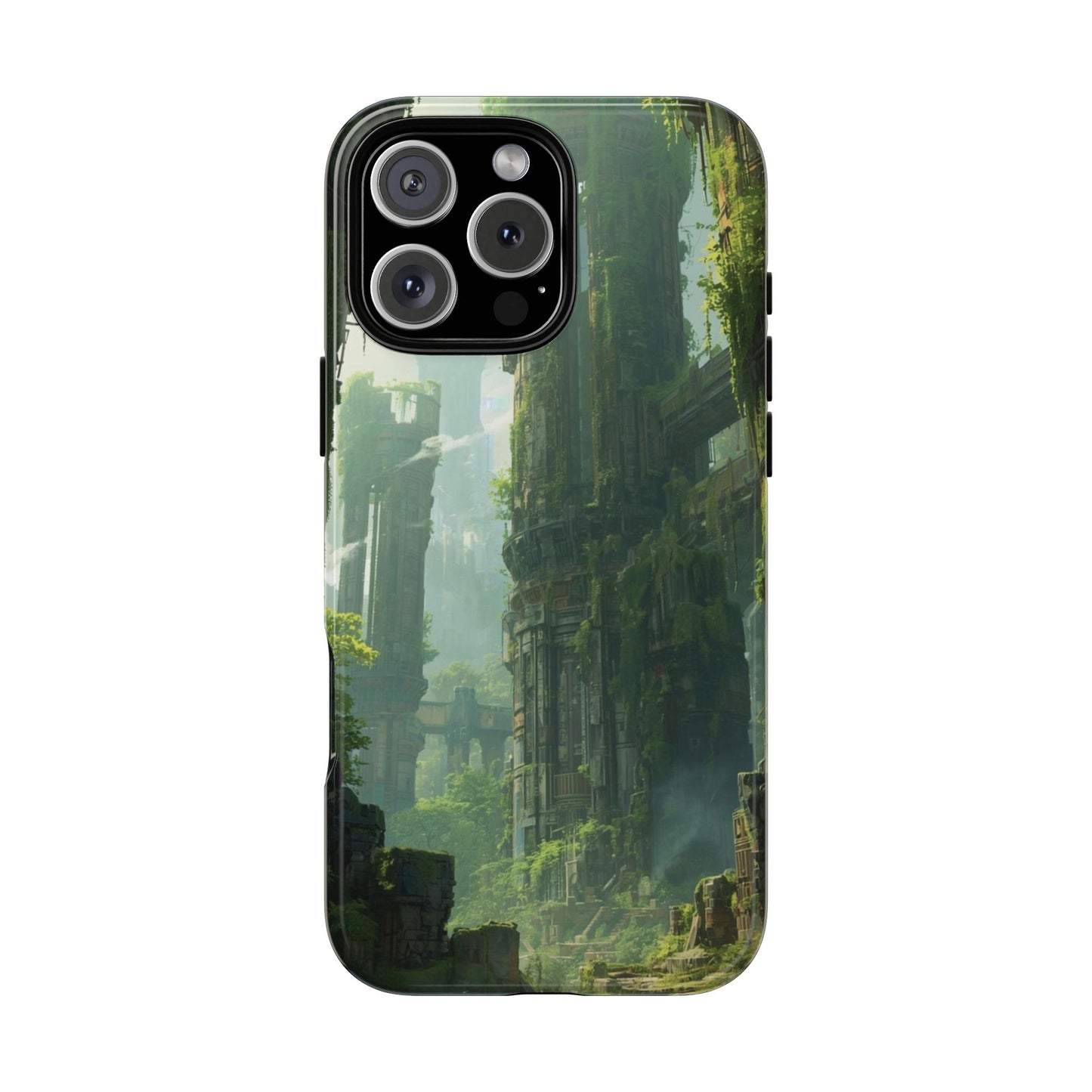iPhone 16 Pro Max / Glossy Phone Case - Overgrown Future Ruins Sci-fi Phone Case