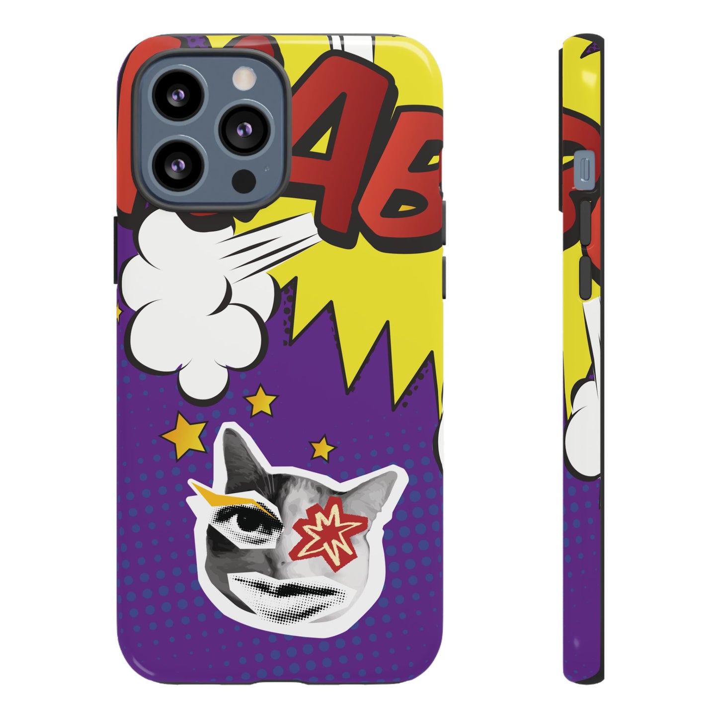 Bold Purple Pop Art Cat Phone Case - Purple Phone Case - iPhone 13 Pro Max / Glossy