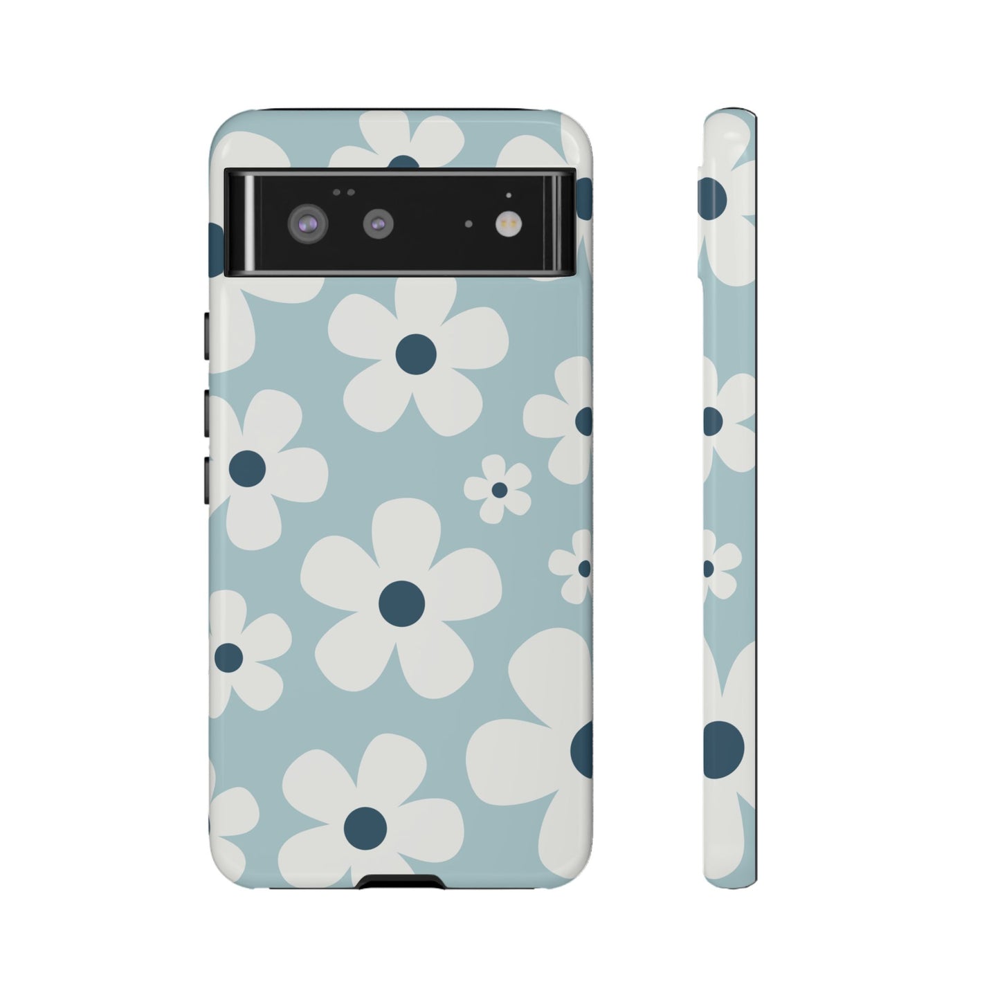 Google Pixel 6 / Glossy Phone Case - Cute Light Blue Daisy Pattern Phone Case