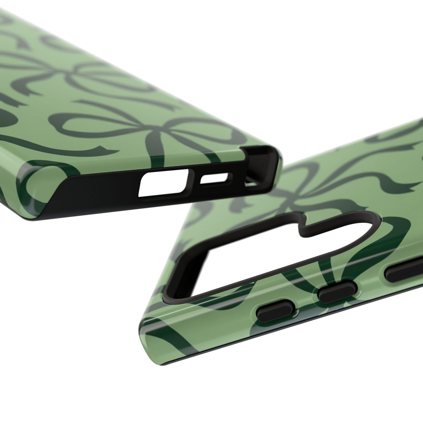 Bold Sage Green and Forest Green Bow Pattern Phone Case