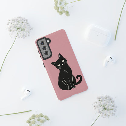 Minimalist Blush Pink & Black Cat Phone Case