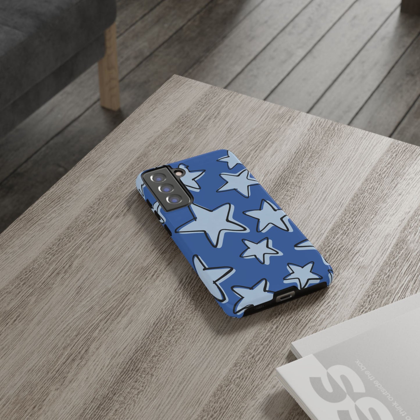 Cobalt Blue Doodle Star Phone Case