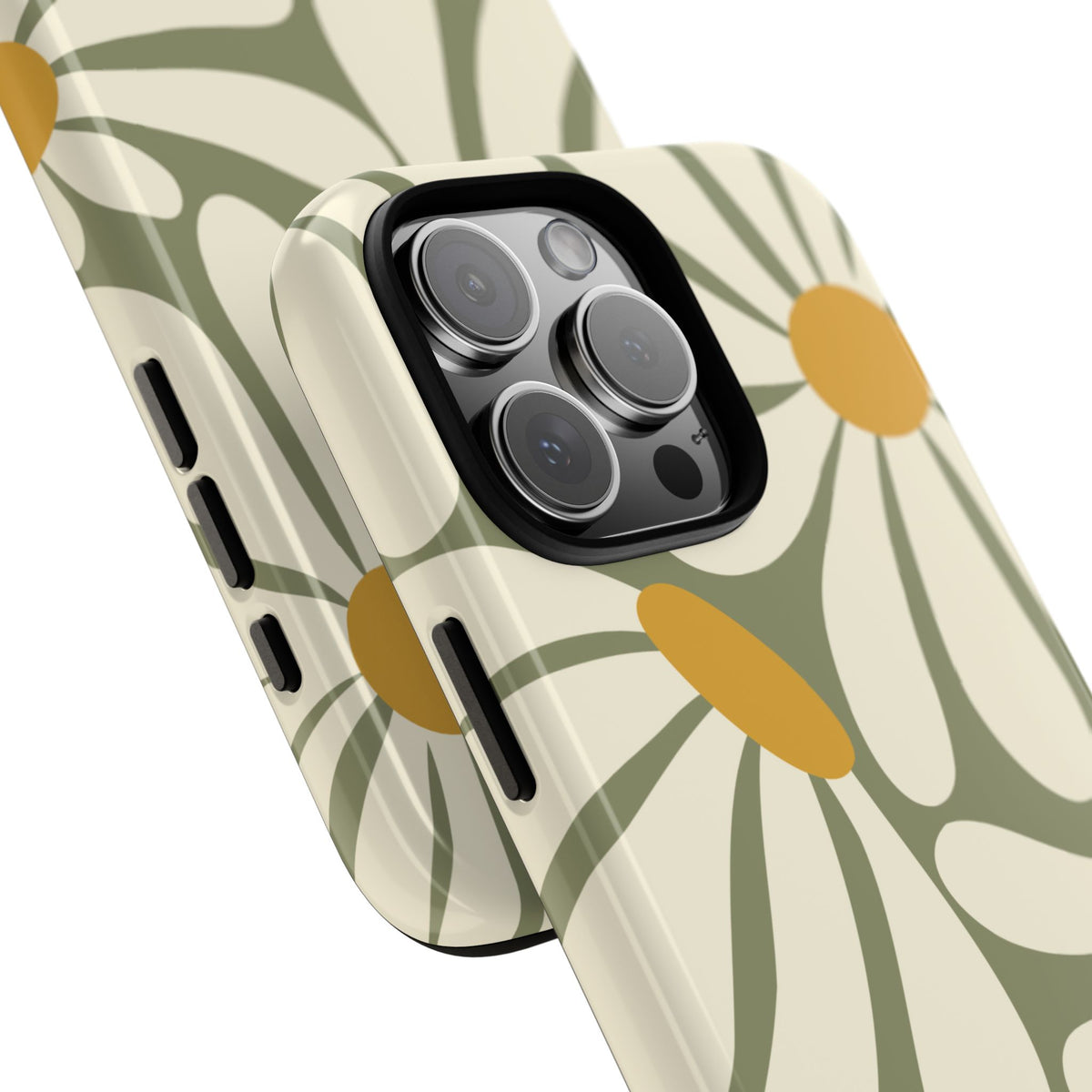 Retro Green Daisy Pattern #1 Phone Case - Green Phone Case