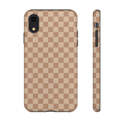 Bold Tan Small Checked Pattern Phone Case - Brown Phone Case - iPhone XR / Glossy