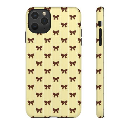 Retro Chocolate Brown Bow Pattern Phone Case
