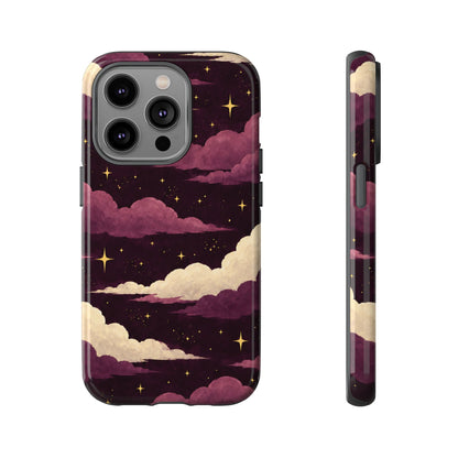 Illustrated Plum Clouds & Stars Phone Case