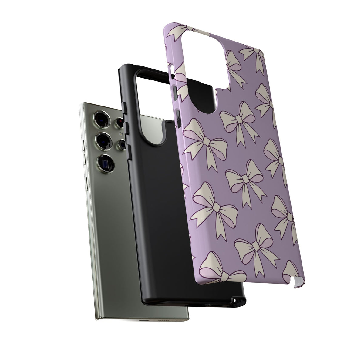 Chic Lilac Bow Pattern Phone Case