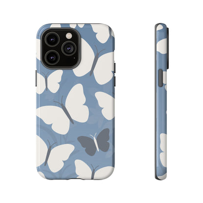 Minimalist Light Blue Butterfly Pattern Phone Case - Blue Phone Case - iPhone 14 Pro Max / Glossy