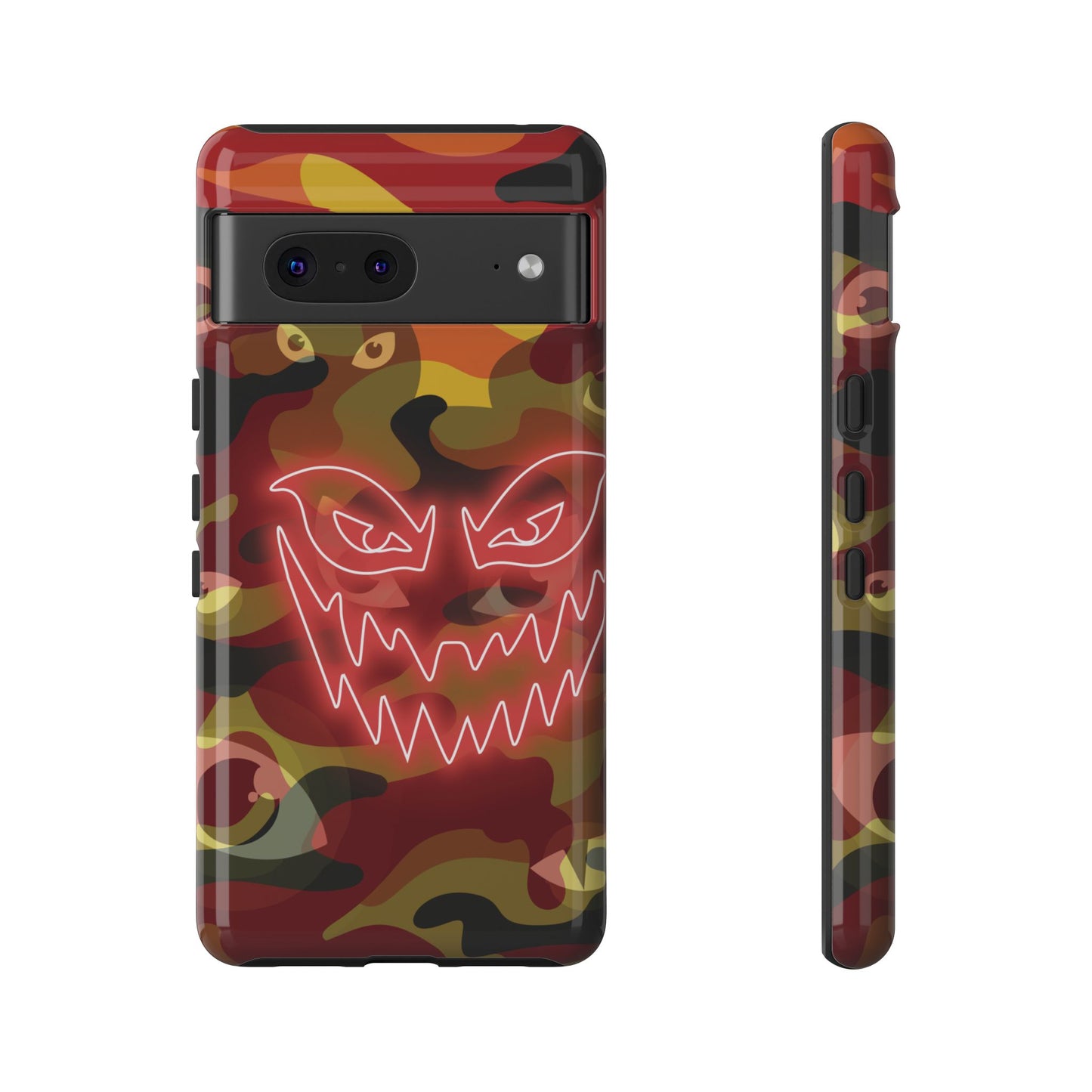 Inferno Neon Face Camo Phone Case - Red Phone Case - Google Pixel 7 / Glossy