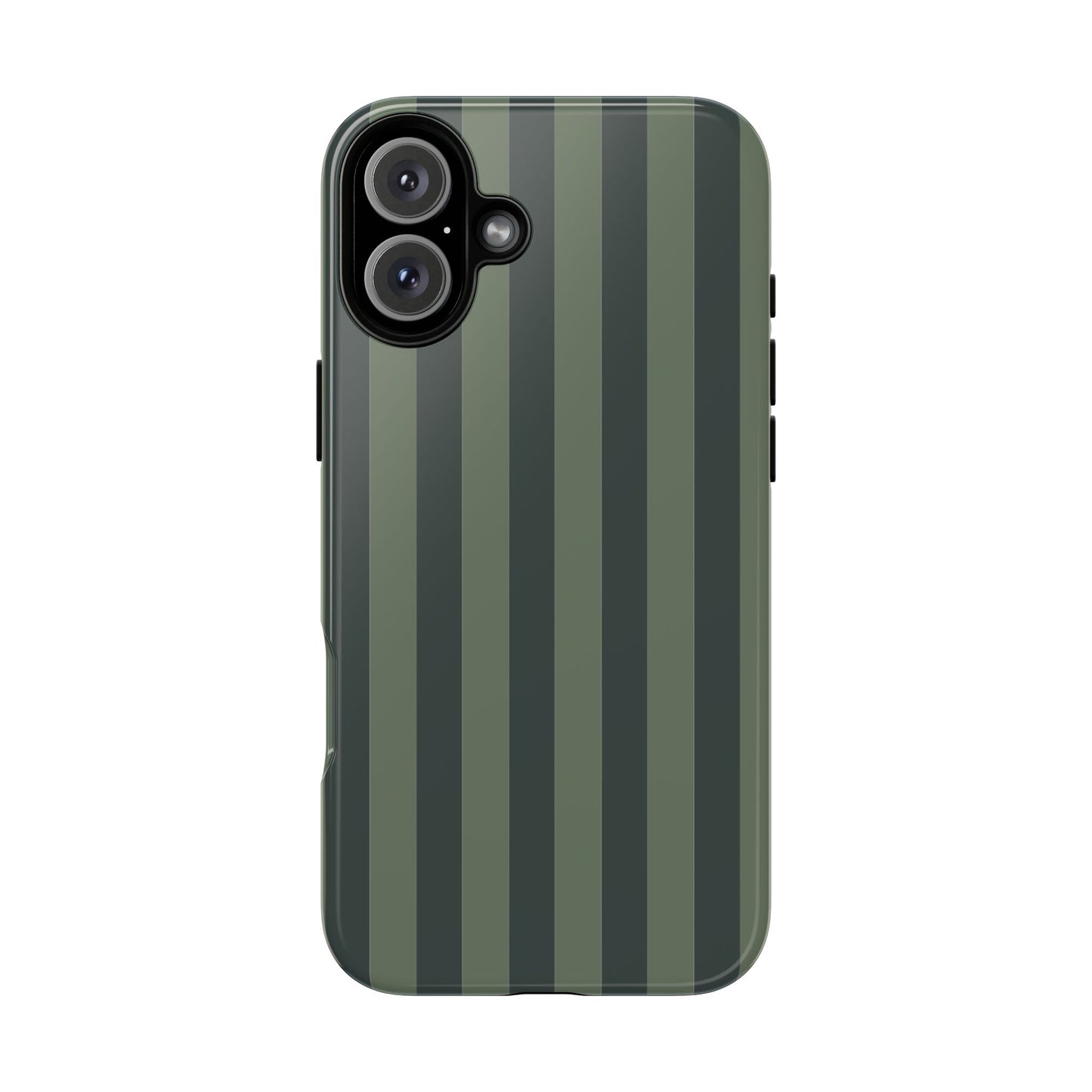 iPhone 16 Plus / Glossy Phone Case - ’Dark Green Stripe Pattern’ Phone Case