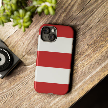 Red & White Horizontal Stripe Pattern Phone Case - Red Phone Case