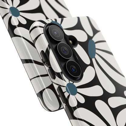 Retro Black Daisy Pattern Phone Case - Black Phone Case