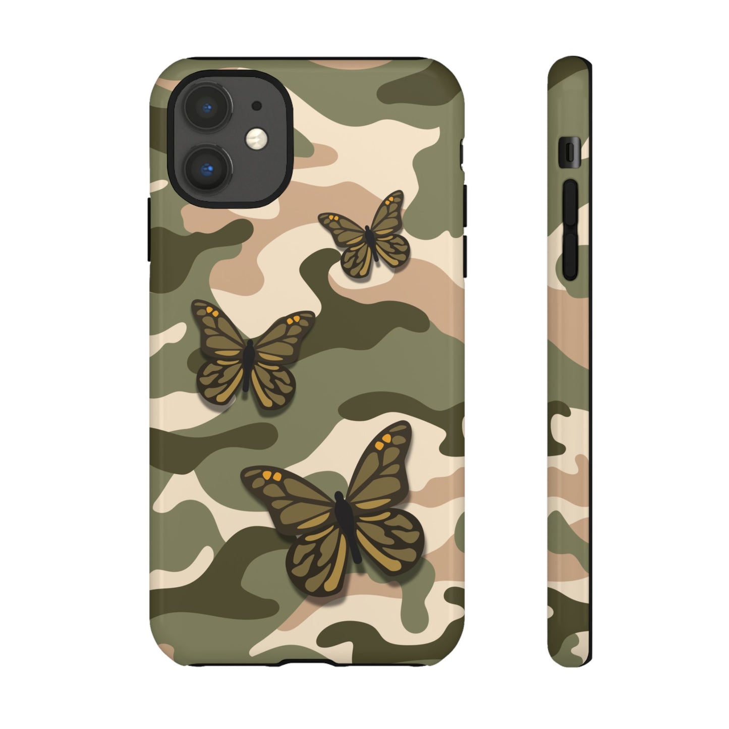 iPhone 11 / Glossy Phone Case - Green Butterfly Camo Phone Case