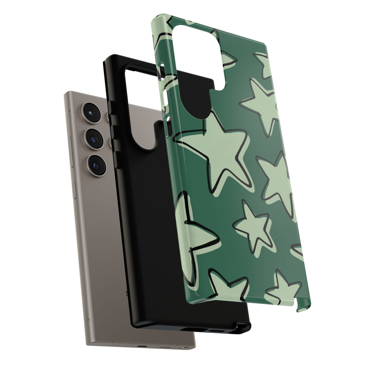 Forest Green Doodle Star Phone Case