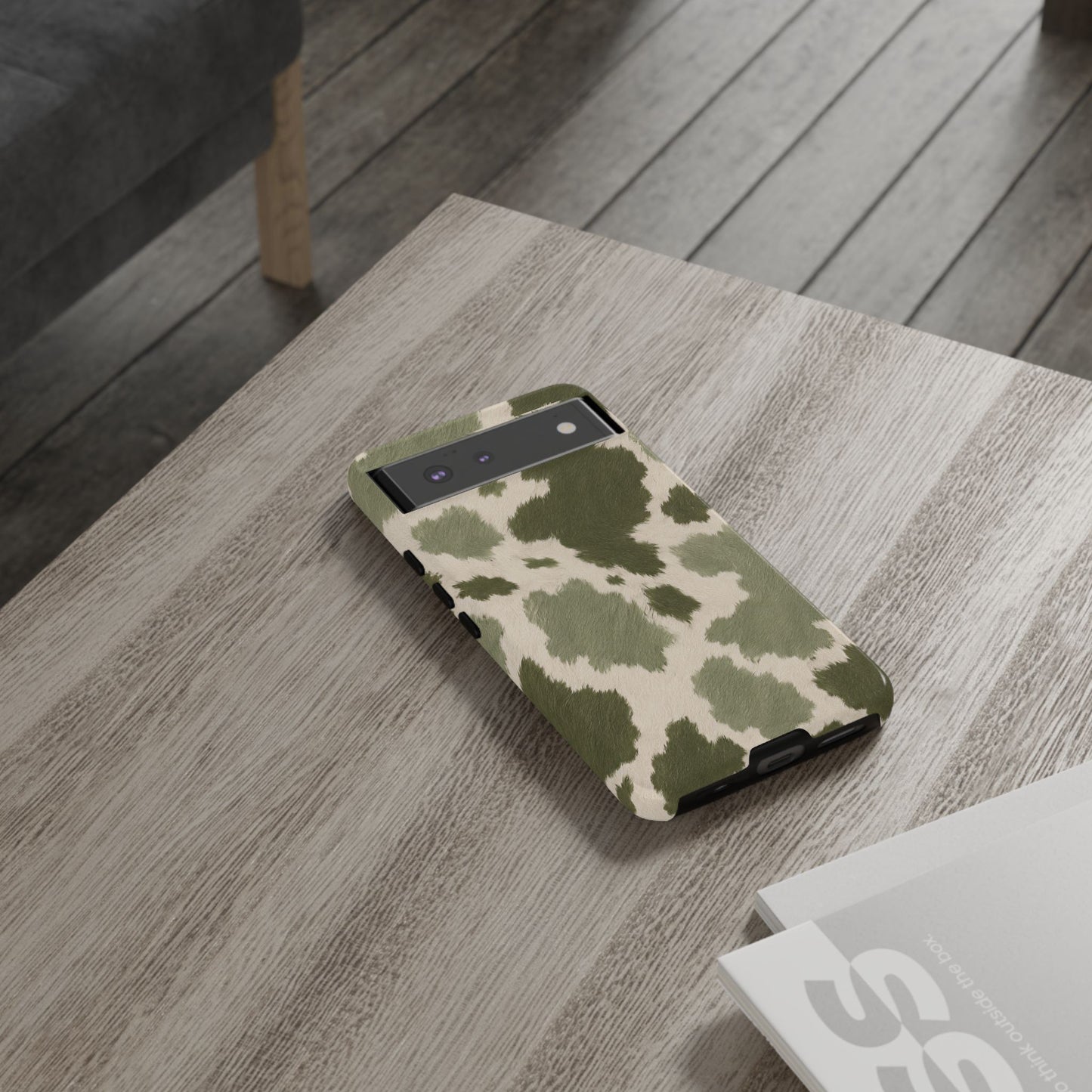 Stylish Olive Green Cow Print Phone Case