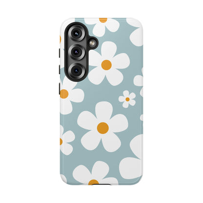 Cute Blue Daisy Pattern Phone Case - Blue Phone Case - Samsung Galaxy S25 / Glossy