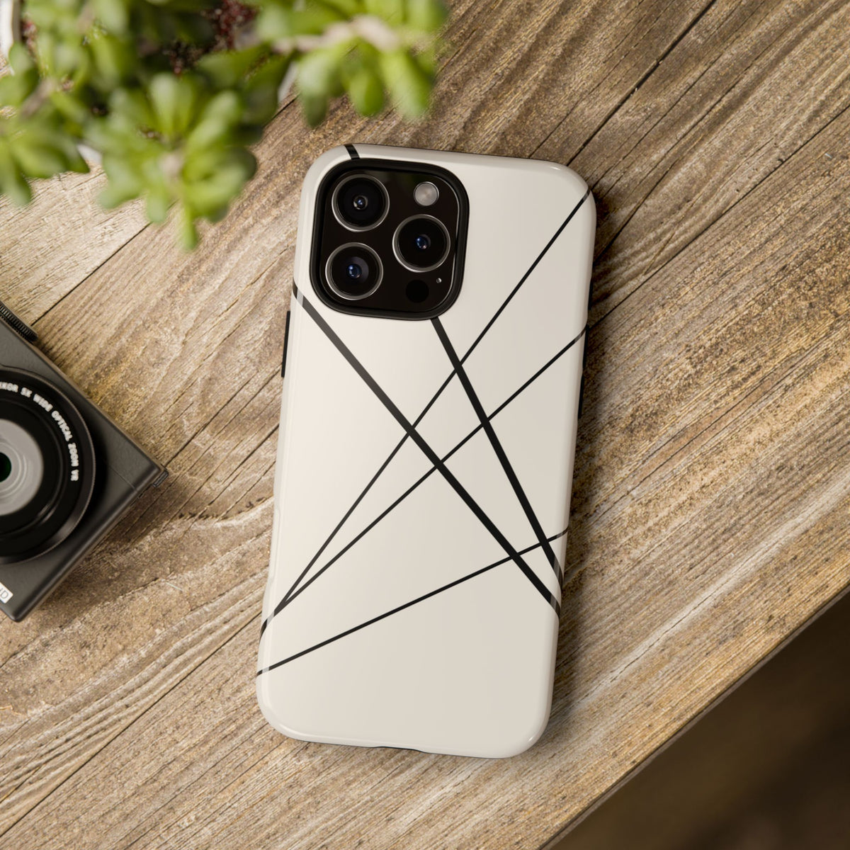 Abstract White with Black Lines Phone Case - White Phone Case