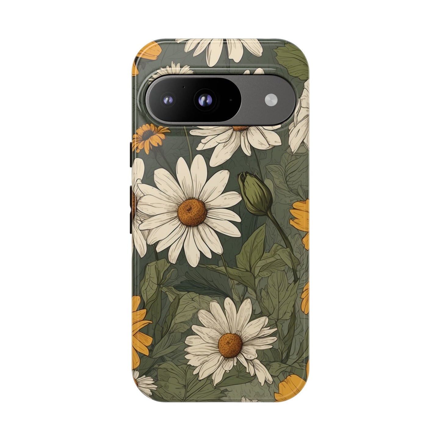 Google Pixel 9 / Glossy Phone Case - Boho Chic Daisies Floral Pattern ’White & Yellow’ Phone Case