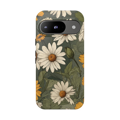 Google Pixel 9 / Glossy Phone Case - Boho Chic Daisies Floral Pattern ’White & Yellow’ Phone Case