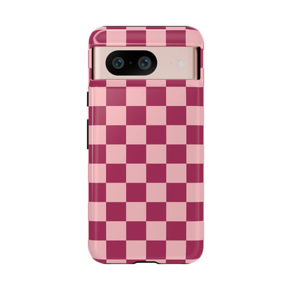 Google Pixel 8 / Glossy Phone Case - ’Pink Checkered Pattern’ Phone Case