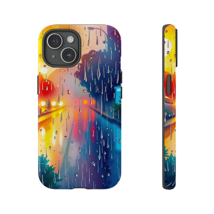 iPhone 15 / Glossy Phone Case - Electric Rain Watercolour Design Phone Case