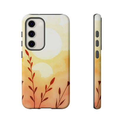 Samsung Galaxy S23 / Glossy Phone Case - Watercolour Wildflower & Sun Design Phone Case