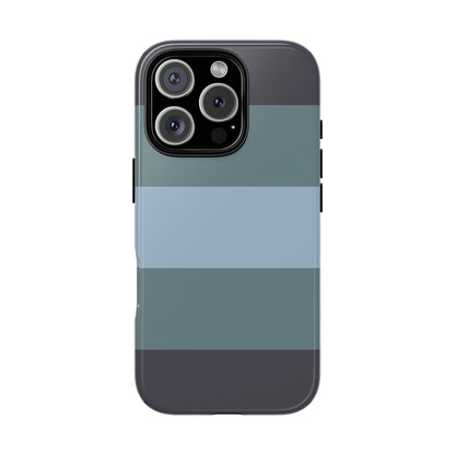 iPhone 16 Pro / Glossy Phone Case - Shades of Blue Horizontal Stripe Pattern Phone Case