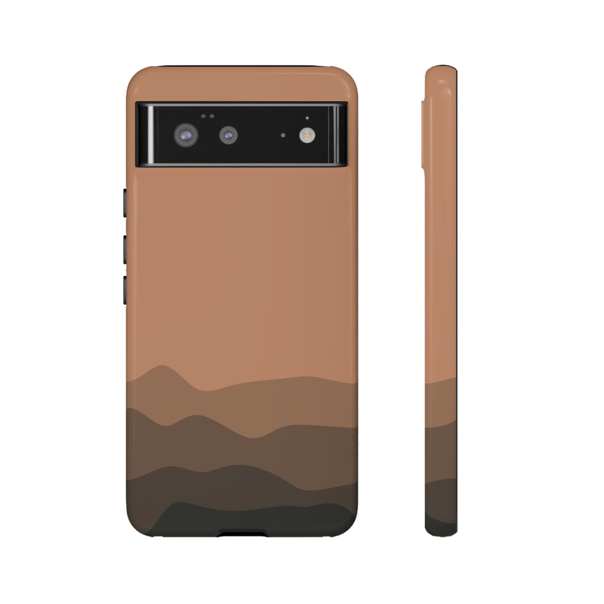 Brown Abstract Waves Protective Phone Case - Brown Phone Case - Google Pixel 6 / Glossy
