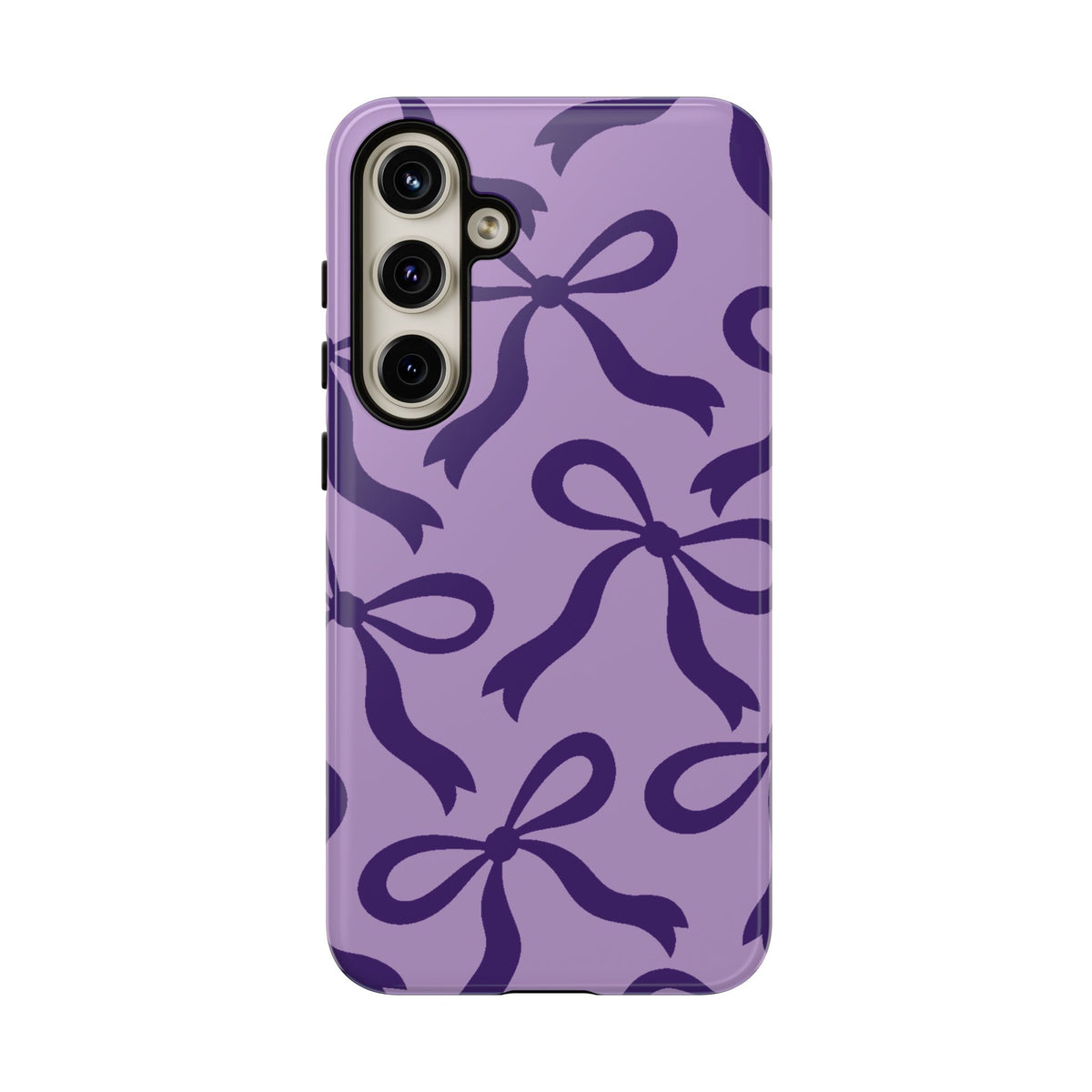 Bold Lilac and Deep Purple Bow Pattern Phone Case - Purple Phone Case - Samsung Galaxy S24 Plus / Glossy