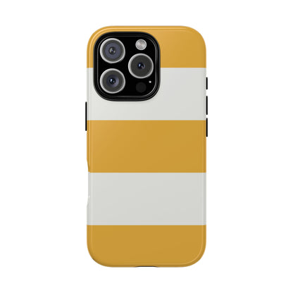 iPhone 16 Pro / Glossy Phone Case - Yellow & White Horizontal Stripe Pattern Phone Case