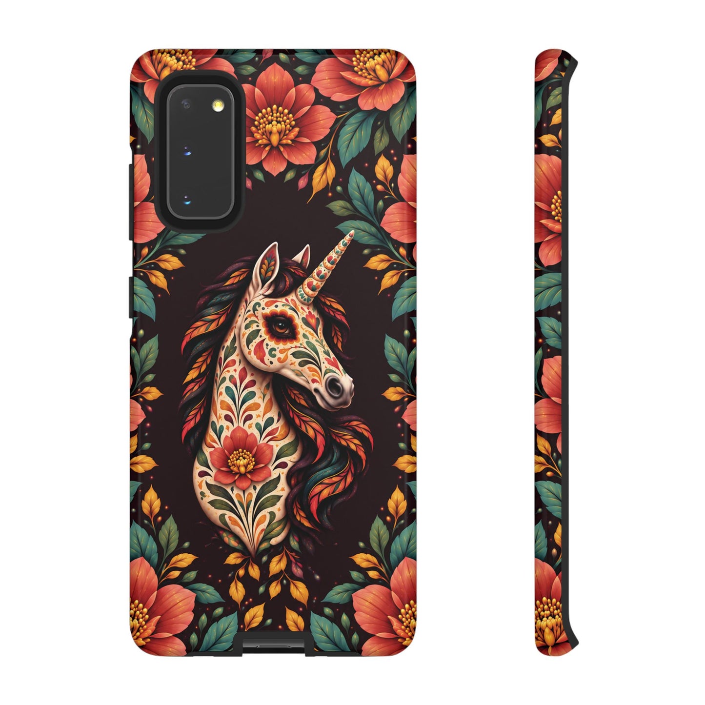 Elegant Terracotta and Teal Calavera Unicorn Phone Case - Phone Case - Samsung Galaxy S20 / Glossy
