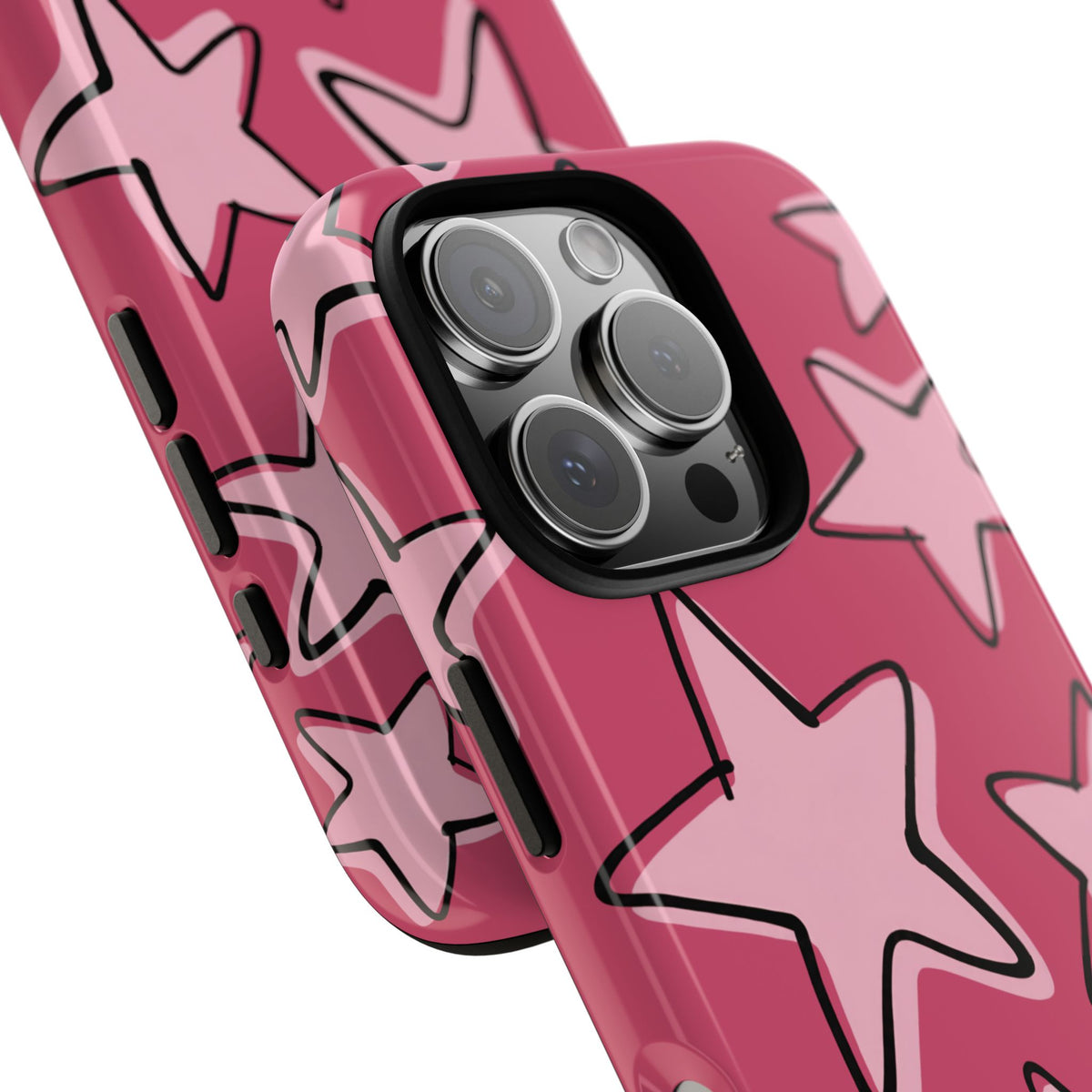 Raspberry Pink Doodle Star Phone Case